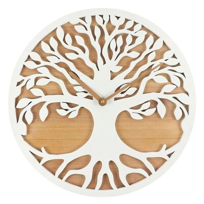 40 cm weiße Baum des Lebens ausgeschnittene Uhr