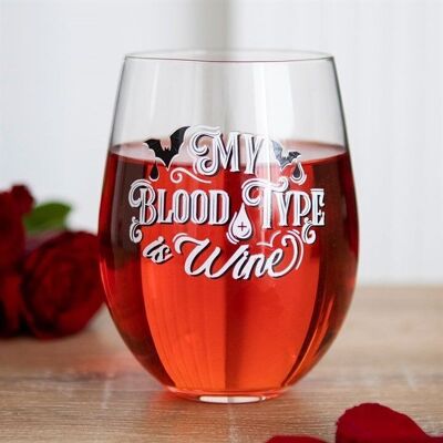 Il mio gruppo sanguigno è vino Bicchiere da vino senza stelo