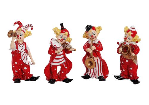 Clown mit Instrument aus Poly, sortiert, 16 cm