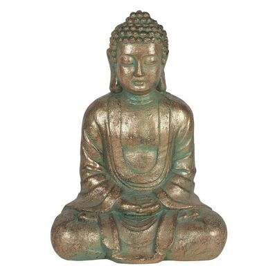 Bouddha de jardin assis sur les genoux effet vert-de-gris 58 cm