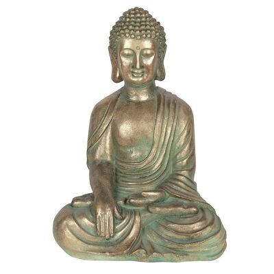 Sitzender Gartenbuddha mit Grünspan-Effekt, 52 cm