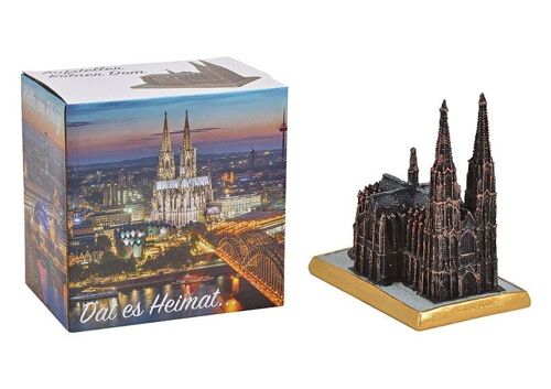 Kölner Dom Klein aus Poly Silber (B/H/T) 12x11x8cm