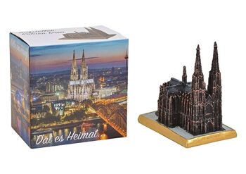 Cathédrale de Cologne petite en poly argent (L / H / P) 12x11x8cm