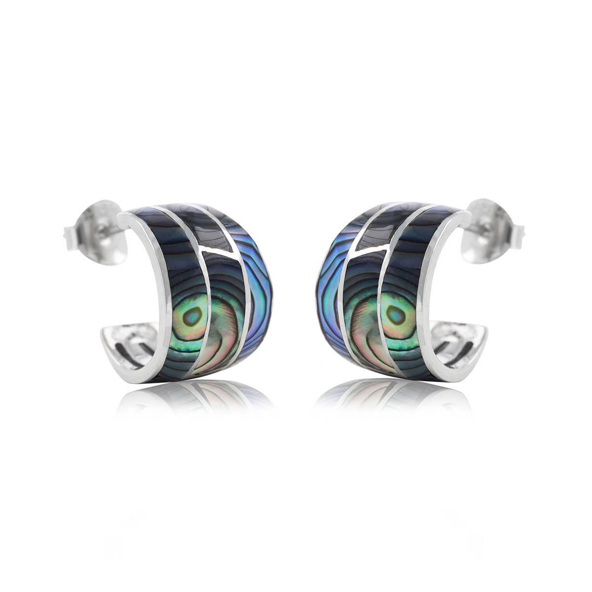Boucles d'oreille créoles nacre abalone argent 925-60078-ABL
