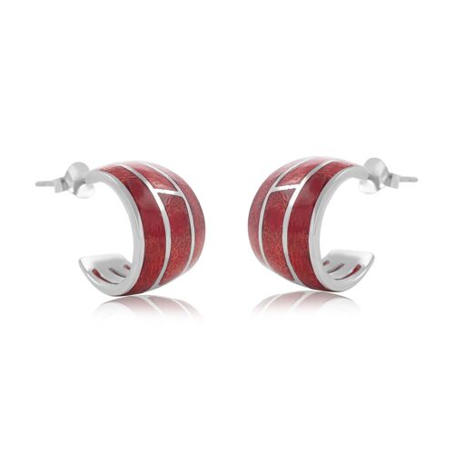 Boucles d'oreille ethnique corail sertie argent 925