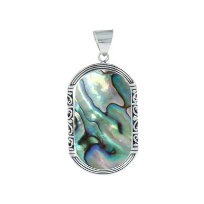 Ethnic abalone mother-of-pearl pendant set in 925 silver