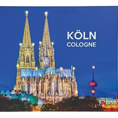 Wandbild Keilrahmen Köln mit 14er LED Licht Bunt (B/H/T) 40x50x2cm