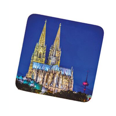 Juego de posavasos Catedral de Colonia de madera, colorido, 6 unidades, (ancho/alto) 10x10cm