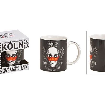 Mug skull cologne made of porcelain black (W / H / D) 12x9x8cm 320ml