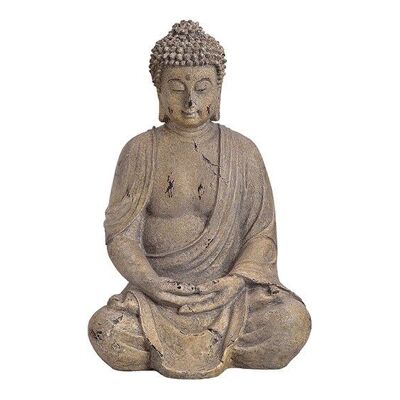 Buddha made of magnesia gray (W / H / D) 21x39x20cm