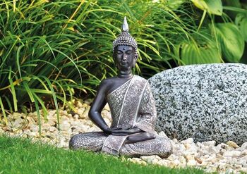 Bouddha assis en argent en poly, 29 cm 2