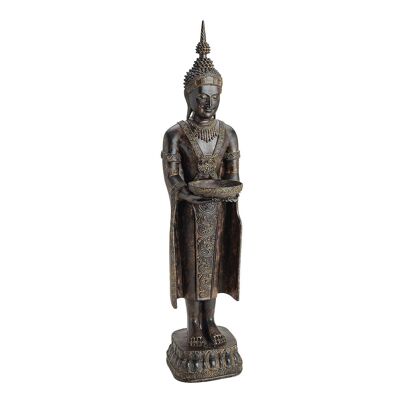 Buddha in piedi in marrone in poliestere, 77 cm