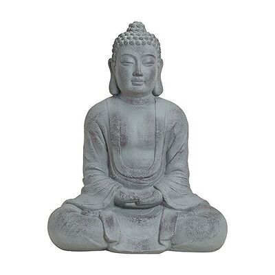 Bouddha en gris, magnésie, L60 x P33 x H80 cm