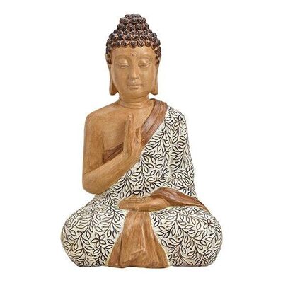 Bouddha assis en poly beige (L / H / P) 32x25x48cm