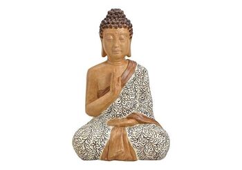 Bouddha assis en poly beige (L / H / P) 32x25x48cm