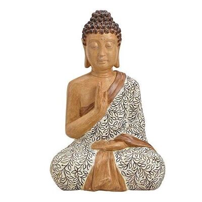 Buda sentado de poli beige (An / Al / Pr) 32x25x48cm