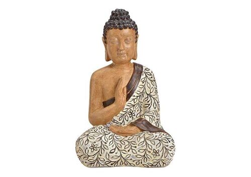 Buddha sitzend aus Poly Beige (B/H/T) 23x19x37cm