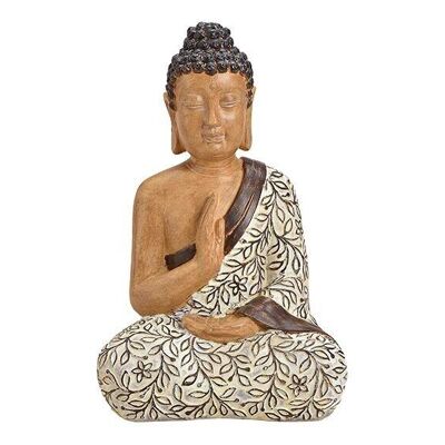 Bouddha assis en poly beige (L / H / P) 23x19x37cm