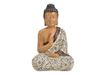Bouddha assis en poly beige (L / H / P) 23x19x37cm