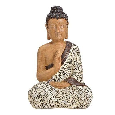 Buda sentado de poliéster beige (An / Al / Pr) 23x19x37cm