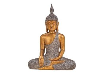 Bouddha en poly brun, or (L / H / P) 23x32x12cm 1
