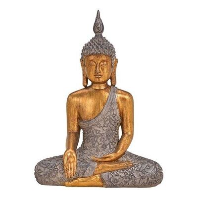Bouddha en poly brun, or (L / H / P) 23x32x12cm