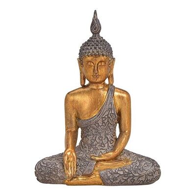 Buddha in poliestere marrone, oro (L/A/P) 14x19x7 cm