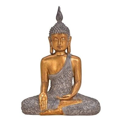 Buddha in poly brown, oro (L/A/P) 30x41x15cm