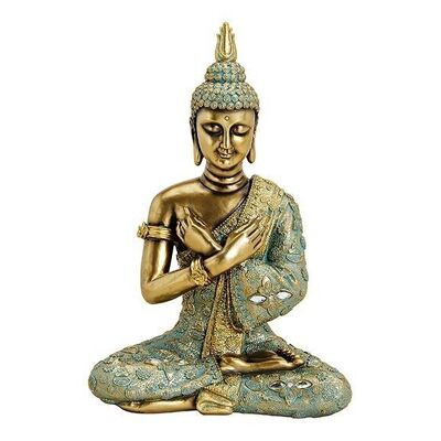 Buda sentado de poli oro (An / Al / Pr) 23x33x14cm