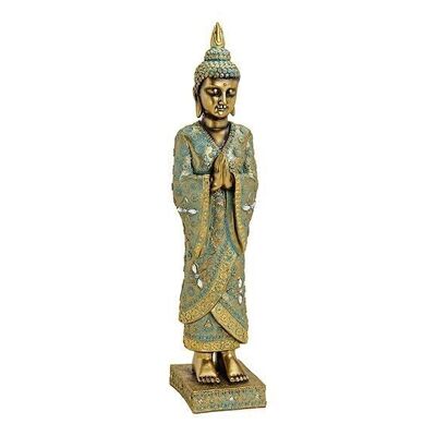 Buddha standing on a base made of poly gold (W / H / D) 13x55x13cm