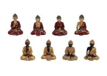 Bouddha assis en poly, assorti, 6 cm