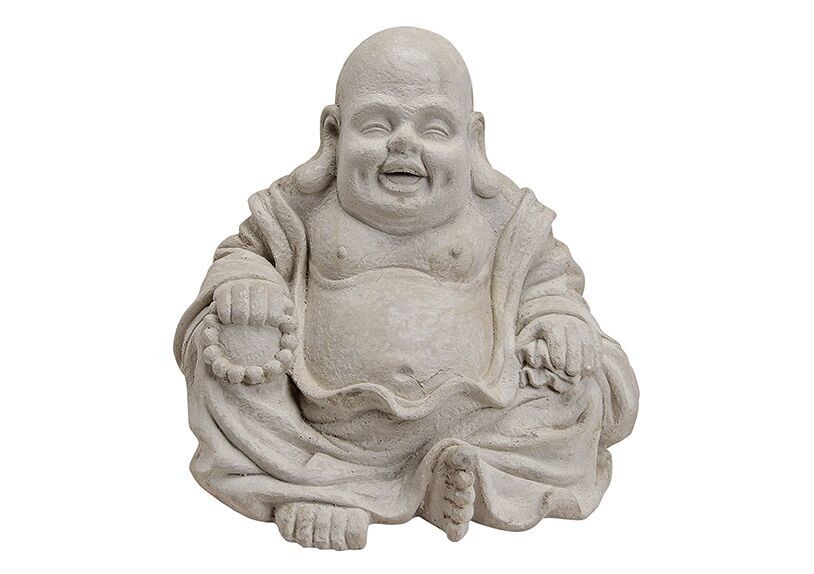 Buddha in grigio, magnesia, L35 x P30 x H32 cm