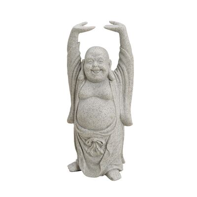 Bouddha debout en gris en poly, 16 cm