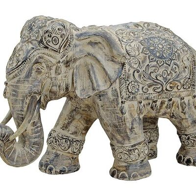 Elefante gris de poliéster, 50 x 22 x 34 cm.