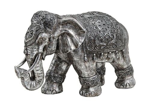 Elefant aus Poly Silber (B/H/T) 54x33x23cm