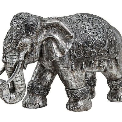 Éléphant en poly argent (L / H / P) 54x33x23cm