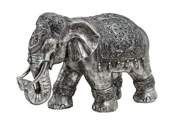 Éléphant en poly argent (L / H / P) 54x33x23cm