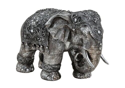 Elefant aus Poly Silber (B/H/T) 38x27x18cm