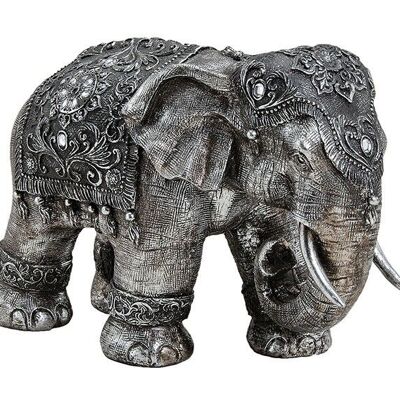 Éléphant en poly argent (L / H / P) 38x27x18cm