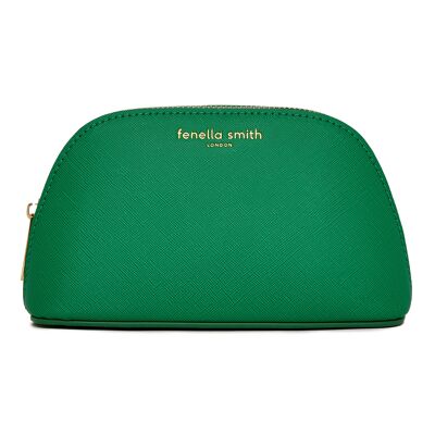 Green cosmetic bag made of vegan leather
