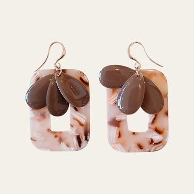 Abby Earrings, Epoxy and Rose Gold Stainless Steel