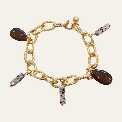 Aaran Chain Bracelet, Dalmatian Jasper and Epoxy