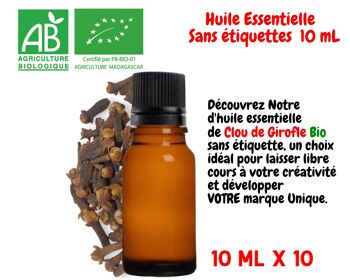 BIO - GIROFLE 100 % Huile Essentielle de Girofle Clou Bio  ( 10 mL ) |  Entreprise FRANÇAISE 3