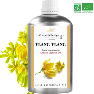 BIOLOGICO - YLANG YLANG - Olio essenziale di YLANG YLANG (500 mL) 100% puro e naturale - Certificato biologico ECOCERT -FR-01 (Azienda francese)