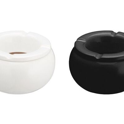 Posacenere in ceramica bianco, nero, 2 vie, (L / A / P) 11x7x11cm