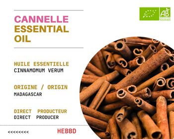 BIO - CANNELLE - Huile Essentielle de CANNELLE - 100% Pure et Naturelle ( 10 ML ) Entreprise Française 2