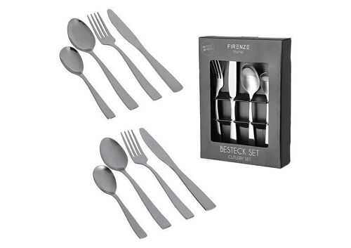 Besteck Set aus Metall Silber 16er Set, (B/H/T) 17x24x5cm,Edelstahl 430, 4x Messer, Gabel, Löffel, Kaffelöffel