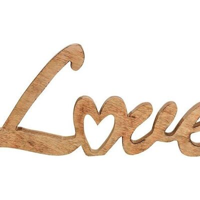 Scritta in piedi, Love, realizzata in legno di mango marrone (L / A / P) 54x24x3cm