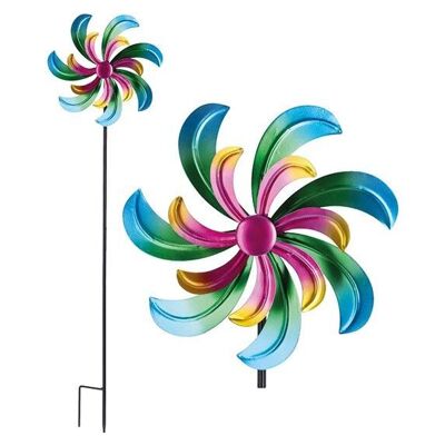 Wind chimes, windmill, kinetic spinner, double made of metal colored (W / H / D) 23x92x8cm