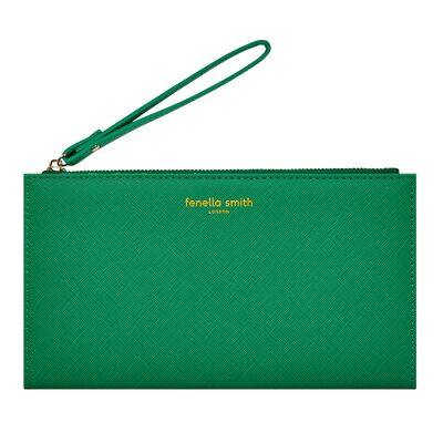 Cartera verde con correa de cuero vegano